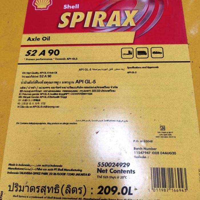 OLI SHELL SPIRAX S2 A 90 / 209 LITER