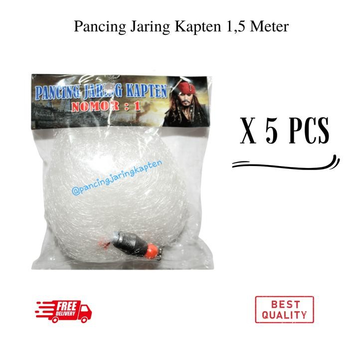 TERMURAH Pancing Jaring Kapten 1,5 Meter Bom Net Ikan Nila 5 Pcs
