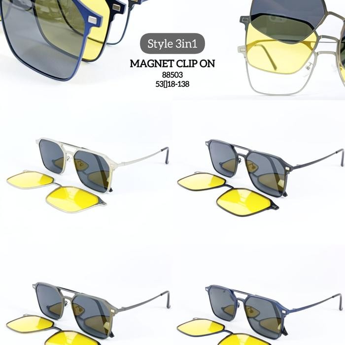 Frame Kacamata Clip On 88503 Klip On Polarized Clip On Plus Minus Baca Pria Wanita