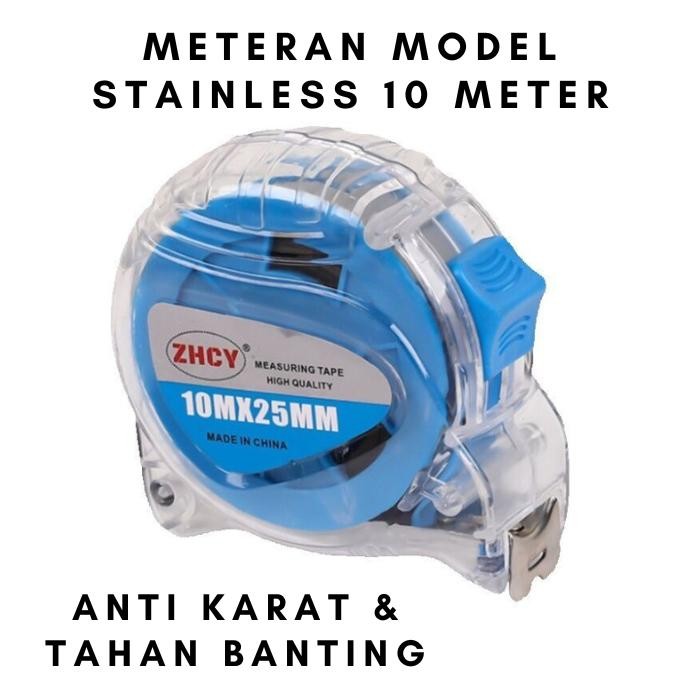 METERAN 10 METER STAINLESS STEEL ANTI BANTING METERAN TUKANG 10 METER ANTI KARAT SIAP KIRIM PACKING