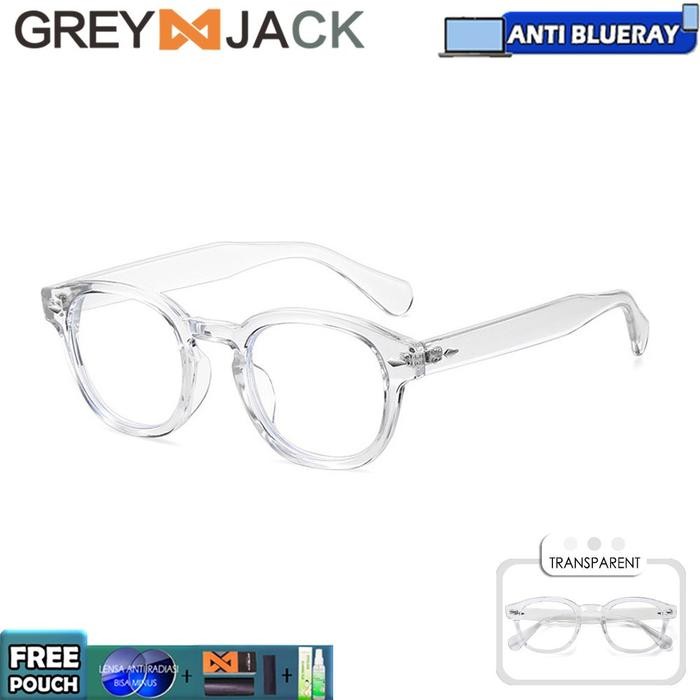 ORIGINAL Grey Jack Kacamata Antiradiasi Blueray Transparant Style Kotak Bisa Minus Antiradiasi
