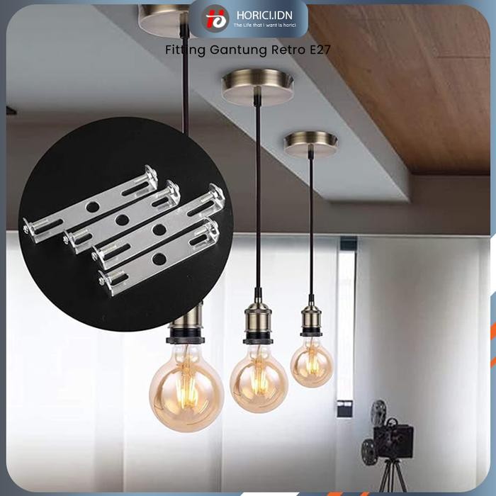 Fitting Lampu Gantung E27 Alumunium Model A2 Retro Gold Silver + Kop Kabel