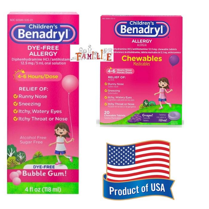 

Children's Benadryl Dye-Free Allergy Liquid - USA Origin