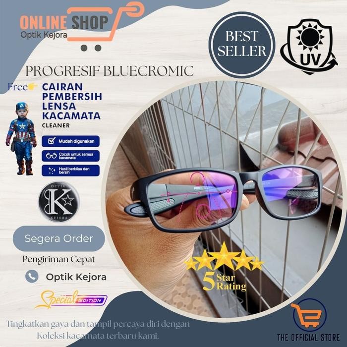 Kacamata Baca Plus Pria sporty Auto Focus Lensa Progresif Anti Radiasi