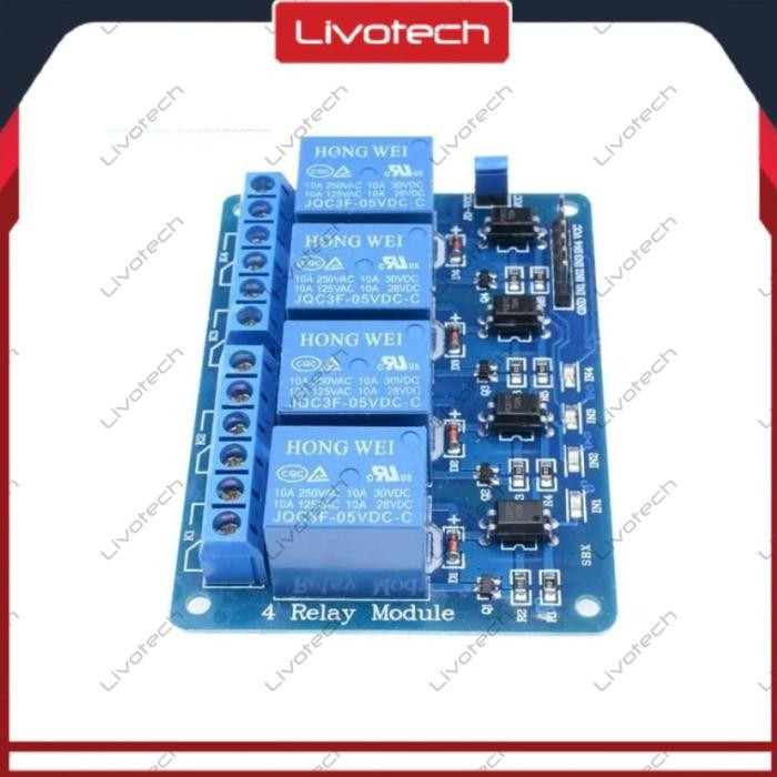 PJ Module Relay 4 Channel 5V Optocoupler 250Vac 30Vdc DC-AC Modul 4Ch