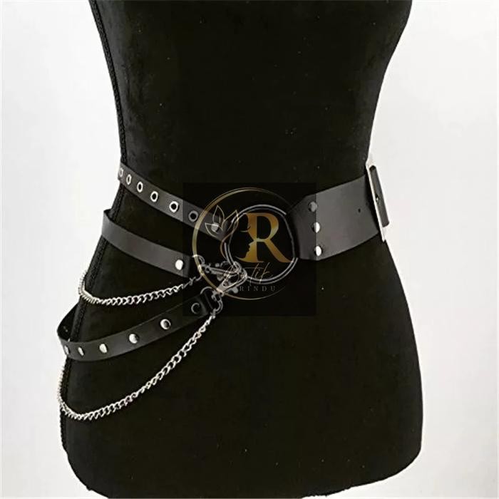 dap BUTIK_RINDU (GESPER MOLY) Aksesoris Body belt harness harajuku Halloween Gothic Metal Punk