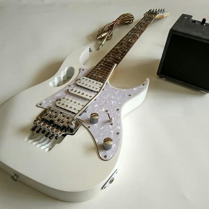 Sale Paket Gitar Listrik Ibanez Jem Flower White + Ampli dan Kabel Jack