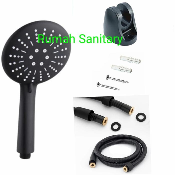 Paloma Voone - Hand Shower Mandi Jumbo Komplit Hitam - Shower Set Black Series Mewah