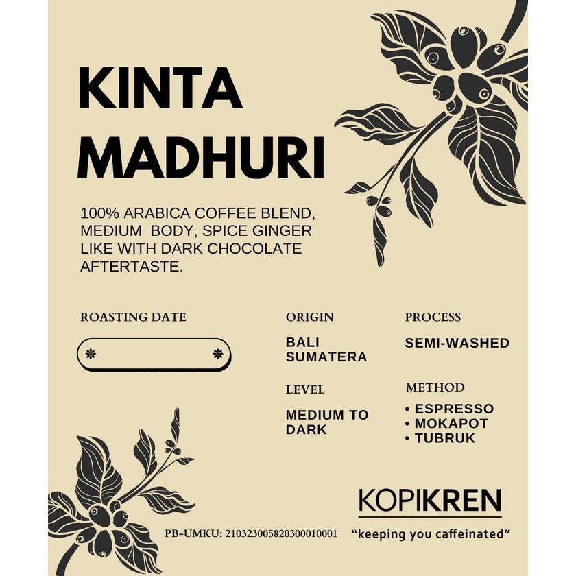 

KOPI KREN HOUSE BLEND - KINTA MADHURI 200gram