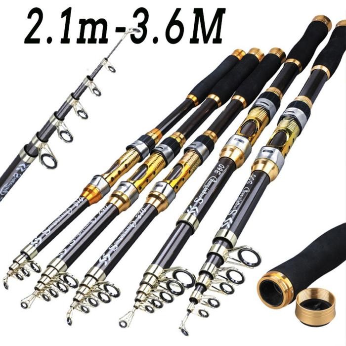Sougayilang 2.1-3.6M Joran Pancing 6-8 Bagian Serat Karbon Joran Pancing Laut Joran Teleskopik Joran