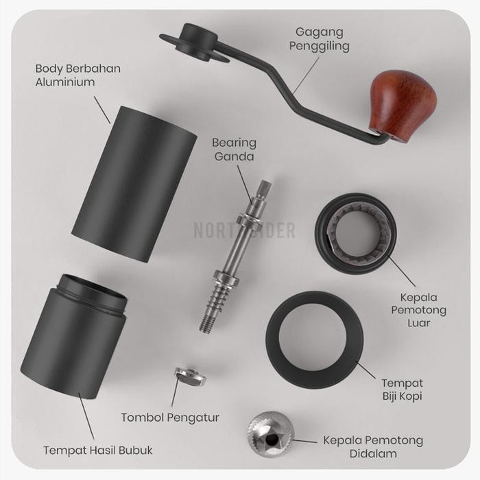 Hand coffee grinder kopi manual metal body stainless steel burr JS-G2