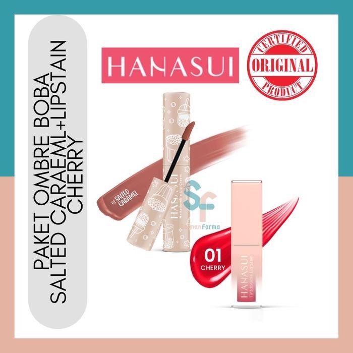 Pilihan- Hanasui Paket Ombre Boba 03+ Lipstain Cherry