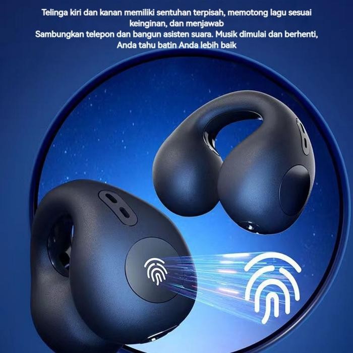 Earphone Bluetooth Konduksi Tulang Anting-Anting Headphone Nirkabel Headset Tahan Air TWS Earbud