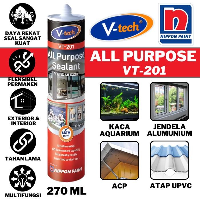 

Pilihan- V-Tech Lem Silicone Sealant Nippon Japan V-Tech Lem Kaca Nippon 270Ml - All Purpose