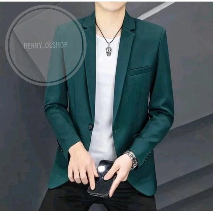 Jas Blazer Fashion Korea Style Motif Polos Baju Pesta Cowok Kondangan
