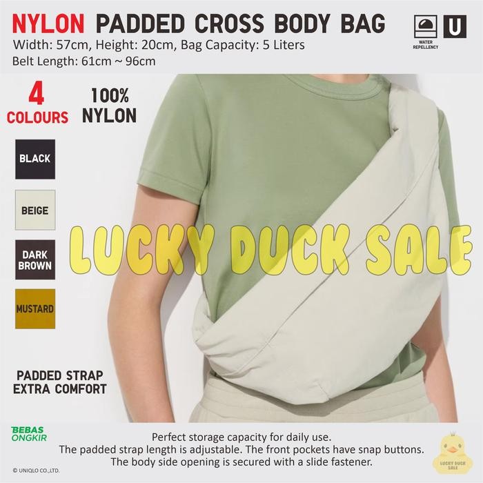 Nylon Cross Body Bag Tas Selempang Padded Unisex Uniqlo Crossbody
