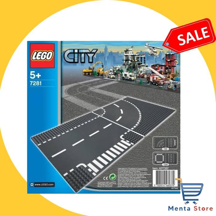 Lego # 7281 City T-Junction Curved Plates Base Plate Supplemental Kode 1203