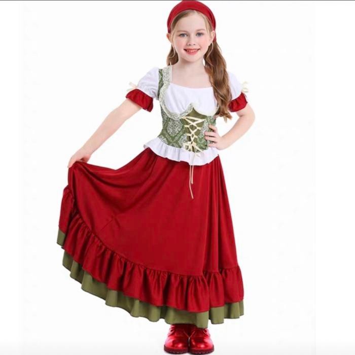 Germany Bavarian Costume Halloween Girl Long Dress Kostum Jerman Anak Dres