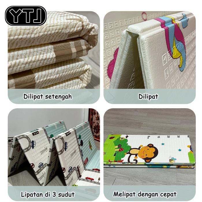 Ytj Matras Bayi 180X200 Cm Playmat Bayi Karpet Lipat Anak/Bayi Tikar Lipat Foam Dua Sisi Gambar