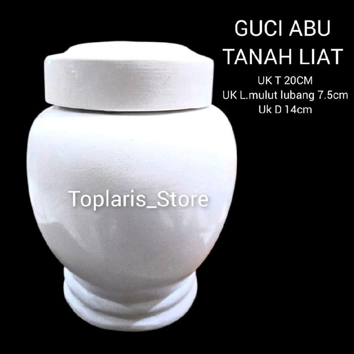 Guci Abu Putih Polos Tanah Liat