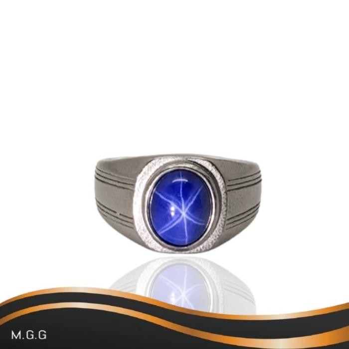 Cincin Batu American Star Biru Good Qualty Mewah Dan Elegan