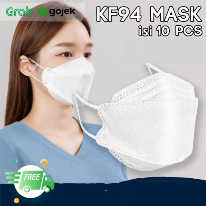 Masker KF94 Korea isi 10 pcs Disposable mask kf 94 / Masker KF94 Putih/Hitam
