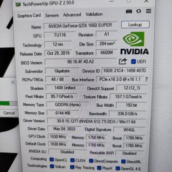 Gigabyte GTX 1660Super 1660 Super 6GB GDDR6 Windforce OC