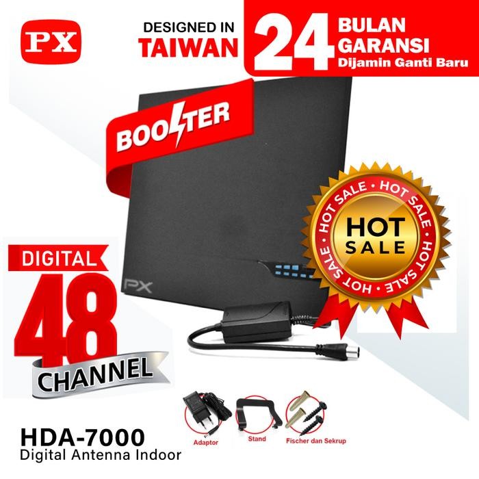ANTENA TV DIGITAL DVBT2 INDOOR BOOSTER ANTENNA ANALOG LED INDIKATOR 4K PX HDA-7000