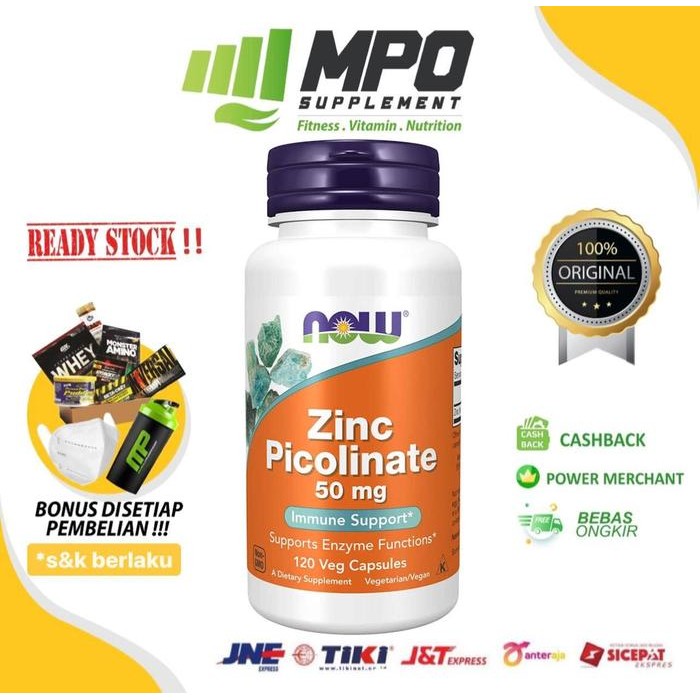 NOW Foods Zinc Picolinate 50 mg 120 Veg Capsules Zinc Picolinate 50mg
