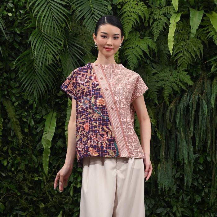 NONA RARA - Treva Encim Betawi T4299, Baju kerja batik blouse wanita modern