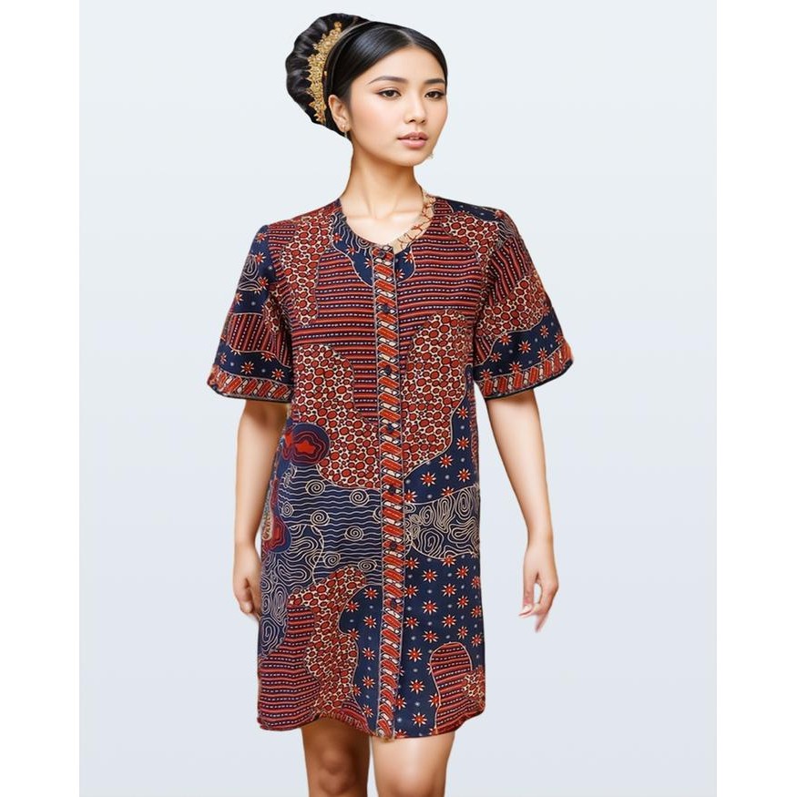 DAYS by Danar Hadi Dress Batik Motif Sekar Jagad Modern - Merah