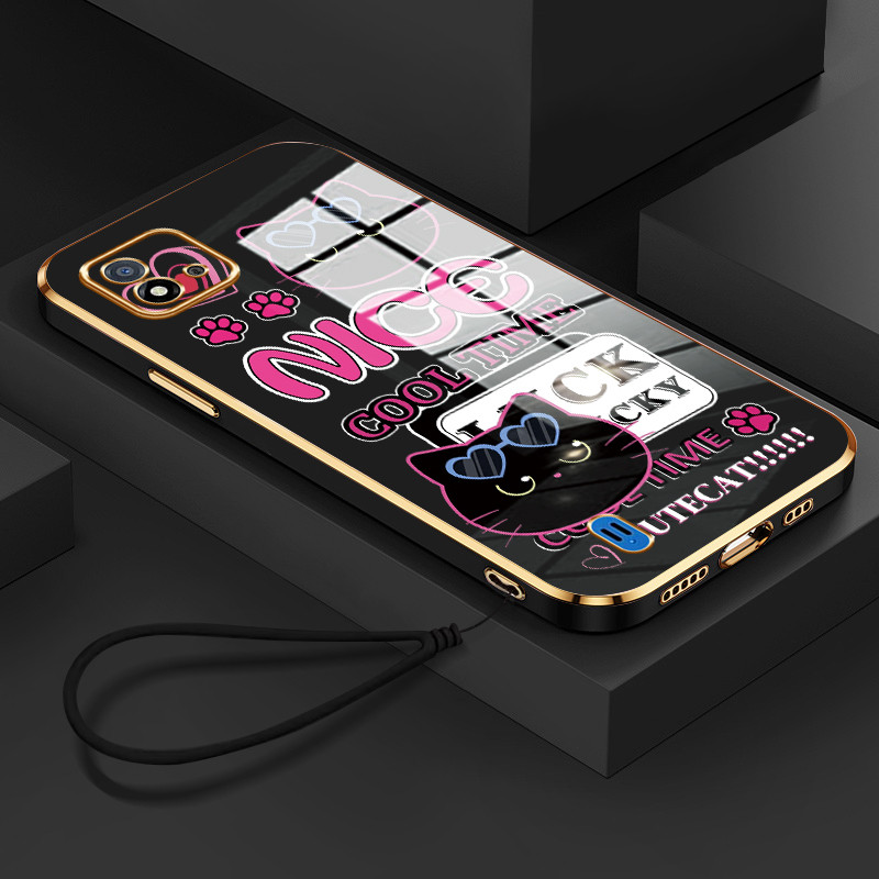 Casing Hp Untuk Realme C20 C20A C11 2021 C11 2020 Case Casing HP pola kucing lucu Kesing Cesing tali