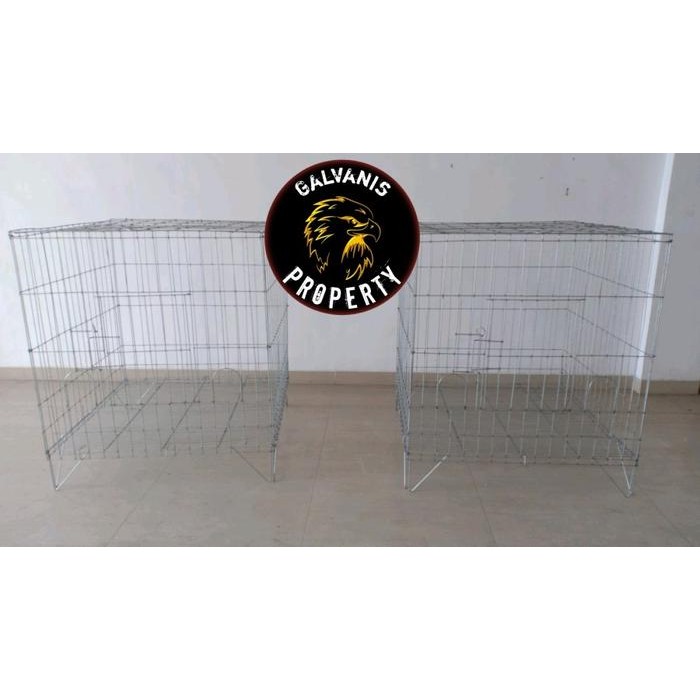 KANDANG KURUNGAN AYAM BANGKOK/JAGO/LAGA BESI GALVANIS SERTA ALASNYA 80x80x80cm