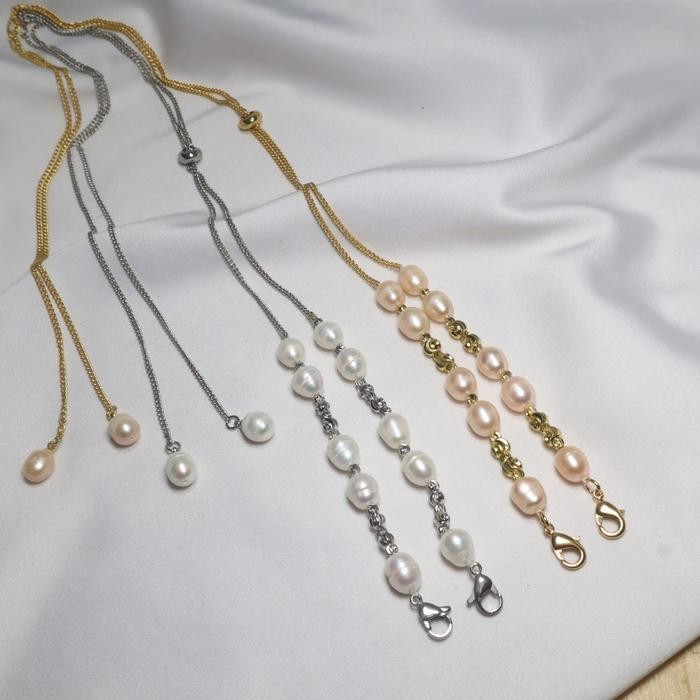 TERMURAH konektor masker 2 in 1 strap kalung hijab mutiara tawar lombok READY STOCK