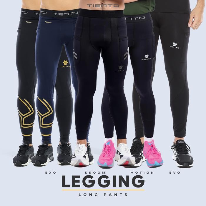 Tiento Baselayer Leging Celana Panjang Ketat Olahraga Pria Legging Sport Long Pants EXO Series Bola
