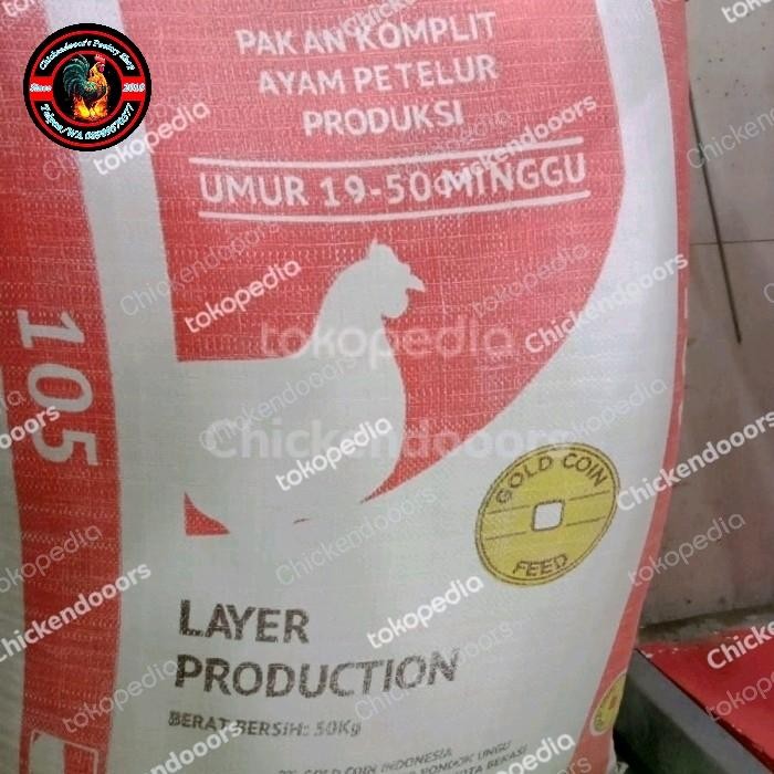105 Gold Coin Pakan Ayam Komplit Petelur Pur Ayam Telur Telor 50kg Umur 19-50 Minggu Layer
