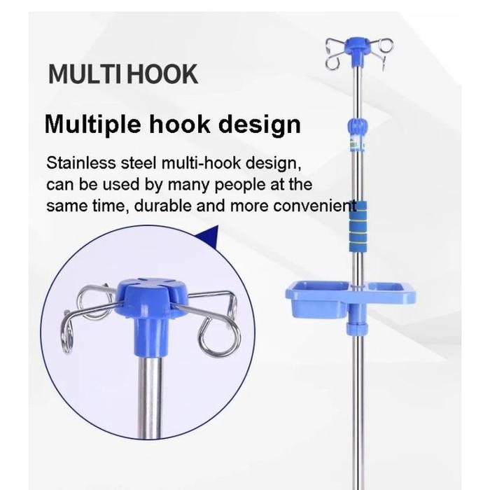 Tiang Infus Roda Abs 5 Stand Infus Portable Stainless Ketinggiannya Adjustable