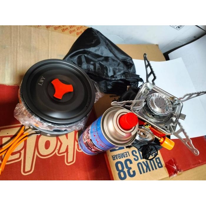 Paket Camping Lengkap Outdoor Kompor Camping Kovar Kotak +Gas+Ds-200