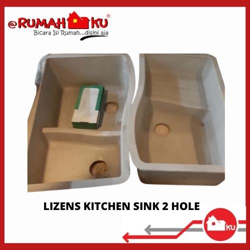 LIZENS KITCHEN SINK 2 HOLE \ 1 HOLE + SAYAP SAND/COKLAT MUDA (SALE)