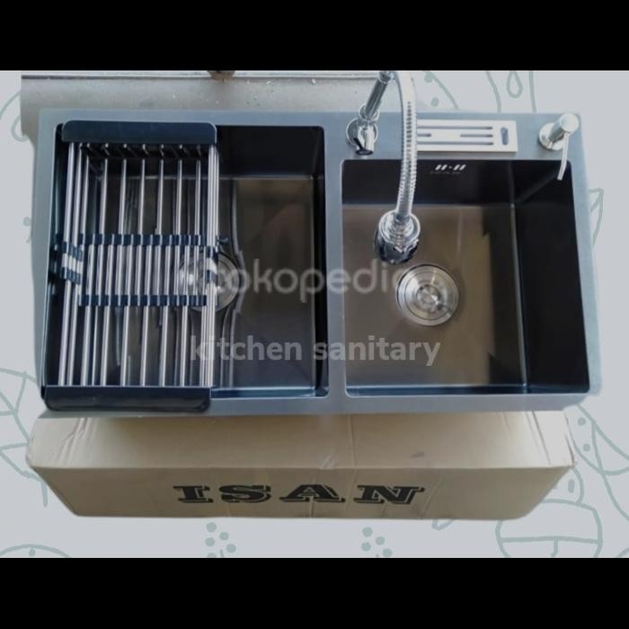 bak cuci piring 2 lubang hitam 8245 black