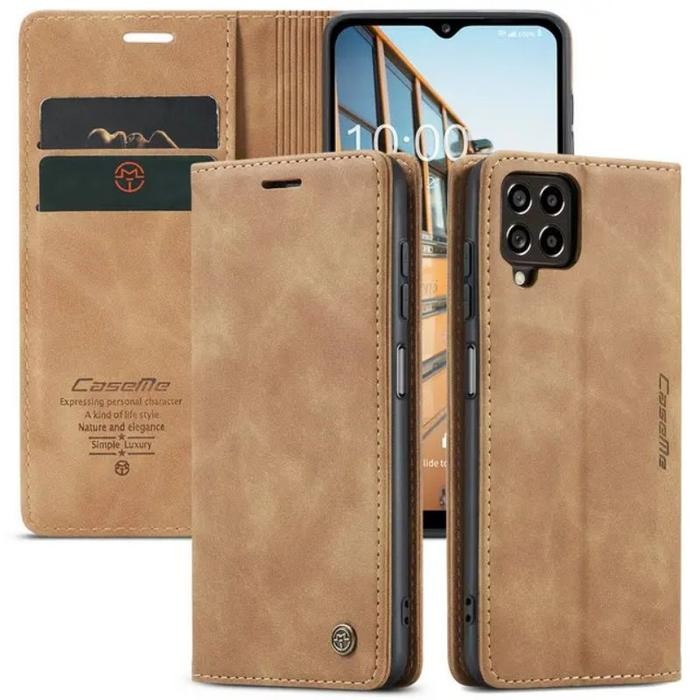 Samsung Galaxy M22 Flip Wallet Caseme Leather Case Sarung Kulit