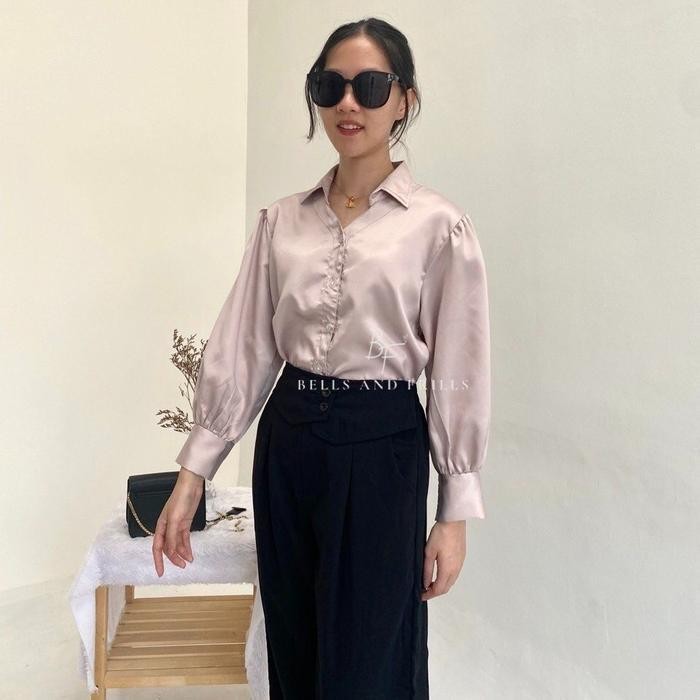 B&F - PEVITA Blouse / Puffy Top Satin Crop Casual 0429