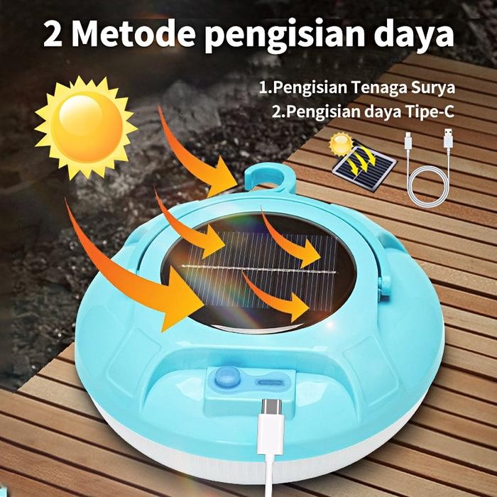 TERSEDIA LAMPU EMERGENCY UFO GANTUNG SOLAR WATERPROOF LAMPU CAMPING OUTDOOR