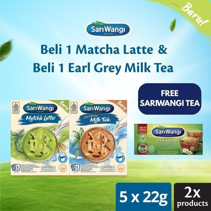 

Promo [Promo Ruben Onsu - Free Sariwangi] Sariwangi Matcha Latte 110Gr + Sariwangi Earl Grey Milk