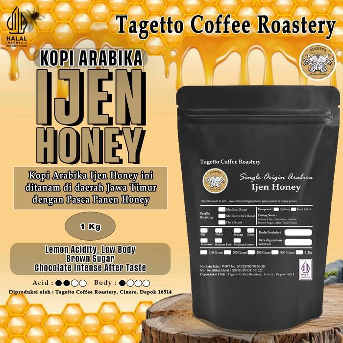 

BIJI KOPI ARABIKA IJEN HONEY 1KG ARABICA BEAN GROUND BUBUK 1 KG TAGETTO COFFEE