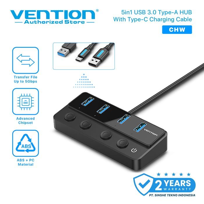 Vention USB Hub 2.0 3.0 With Power Switch Led And Usb C Power Supply
