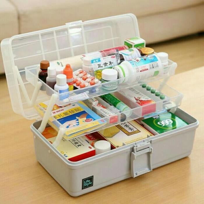 KOTAK OBAT P3K SUSUN 3 TINGKAT STORAGE BOX MULTI LAYER BESAR