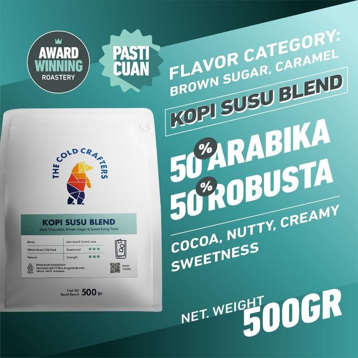 

Kopi Susu Espresso Blend Minuman Kekinian Biji Bubuk 500gr Arabica 50% Robusta 50% Roasted Coffee