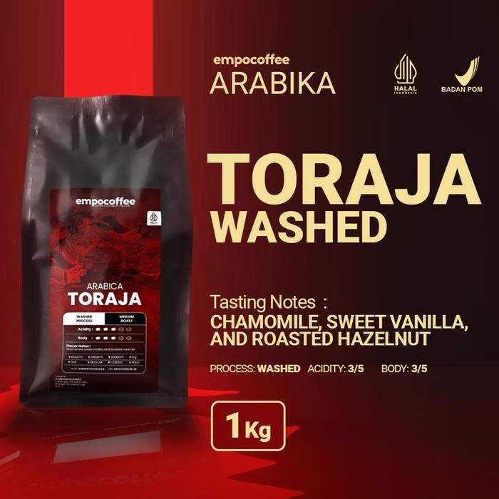 

Kopi Arabika Toraja Sapan Arabica Coffee Roasted Bean Coffe Beans 1 Kg