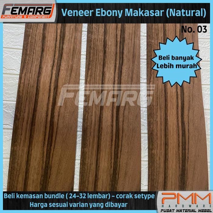 Ebony Natural Veneer Viner Kulit Kayu Asli Original Natural Ebony